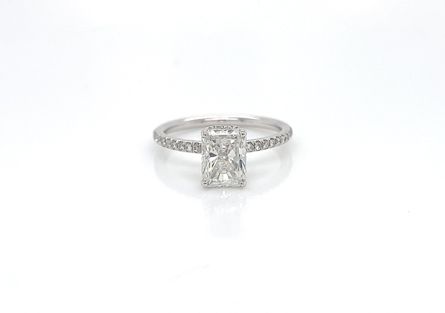 2.13 Total Carat Radiant Diamond Pave-Set Engagement Ring G SI1, GAI