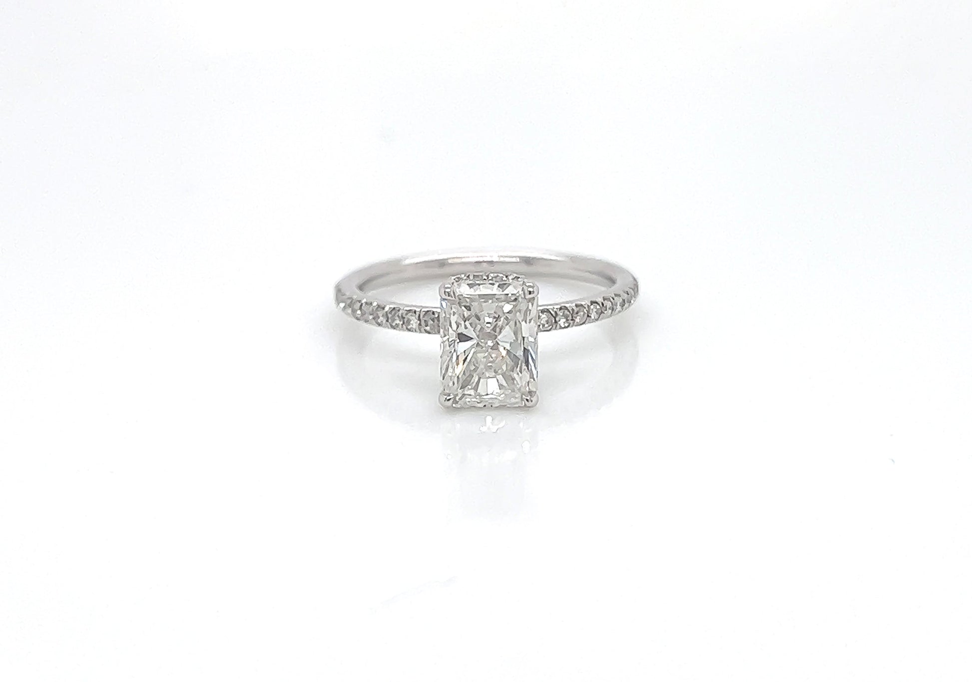 2.13 Total Carat Radiant Diamond Pave-Set Engagement Ring G SI1, GAI