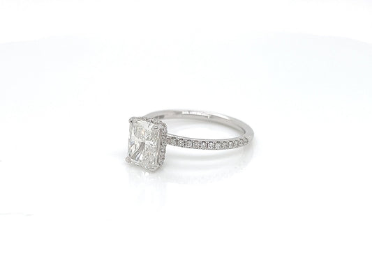 2.13 Total Carat Radiant Diamond Pave-Set Engagement Ring G SI1, GAI