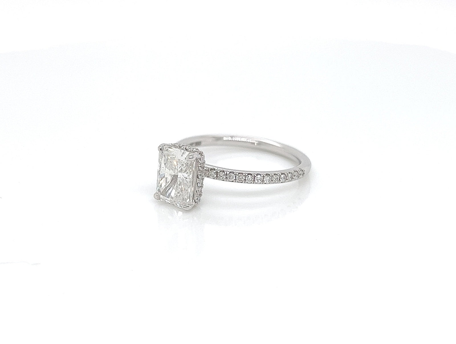 2.13 Total Carat Radiant Diamond Pave-Set Engagement Ring G SI1, GAI