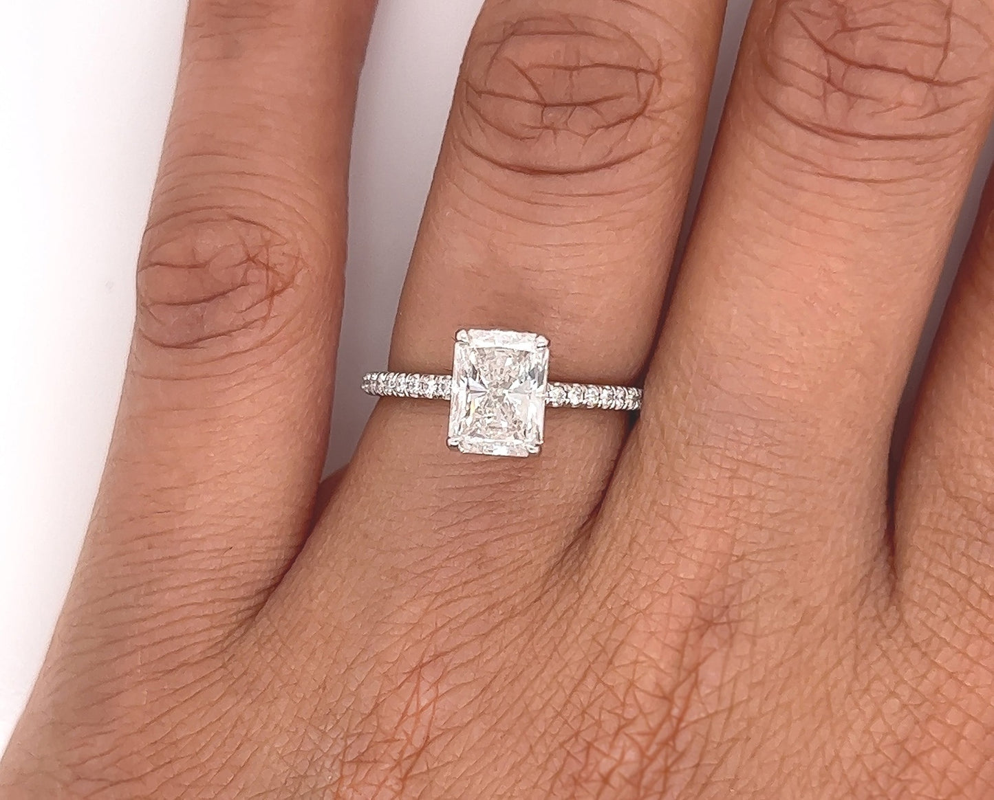 2.13 Total Carat Radiant Diamond Pave-Set Engagement Ring G SI1, GAI