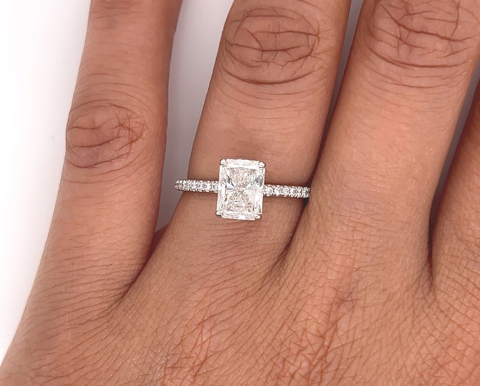 2.13 Total Carat Radiant Diamond Pave-Set Engagement Ring G SI1, GAI