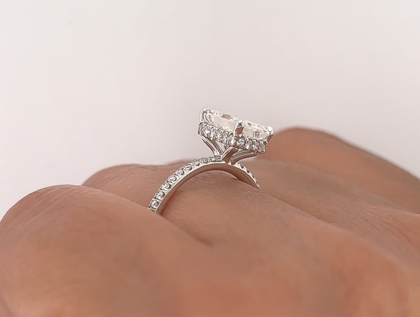 2.13 Total Carat Radiant Diamond Pave-Set Engagement Ring G SI1, GAI
