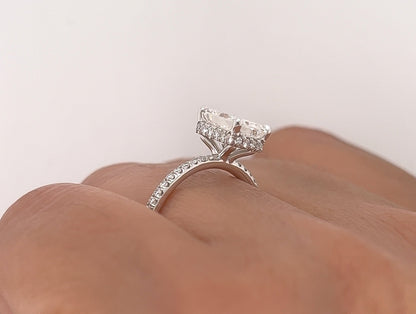 2.13 Total Carat Radiant Diamond Pave-Set Engagement Ring G SI1, GAI