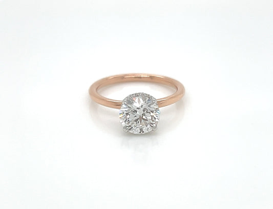 1.85 Total Carat Round Under-Halo Diamond Engagement Ring F VS2