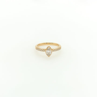 0.51 Total Carat Marquise Diamond Ladies Ring in Yellow Gold Band
