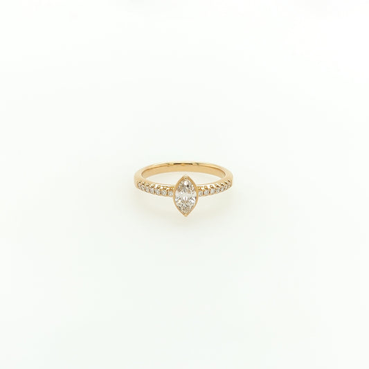 0.51 Total Carat Marquise Diamond Ladies Ring in Yellow Gold Band