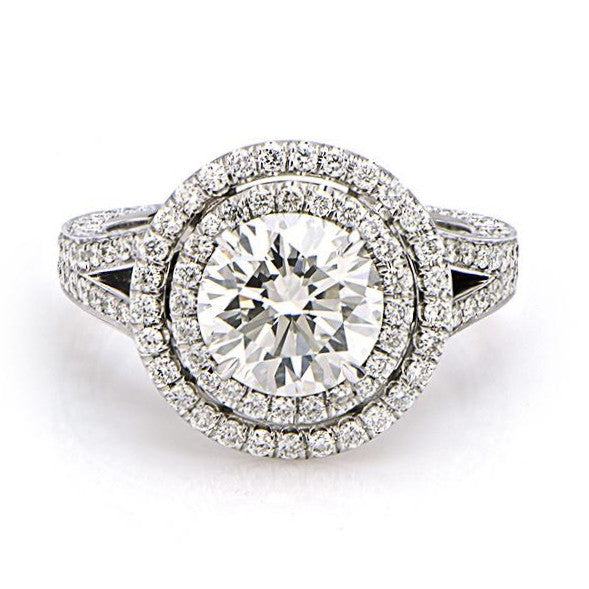 "ENGR02678" Double Halo Round Diamond Engagement Ring