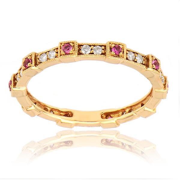 "ETNBD01225" Diamond And Pink Sapphire RingIn 18k Rose Gold
