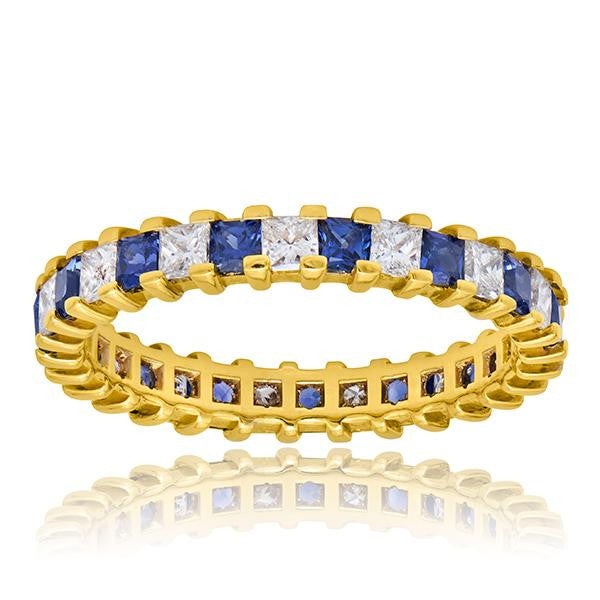 "ETNBD01451" Princess Cut Diamond Sapphire Eternity Band in 18K Yellow Gold 0.80 ct. tw. diamonds, 1.01 ct