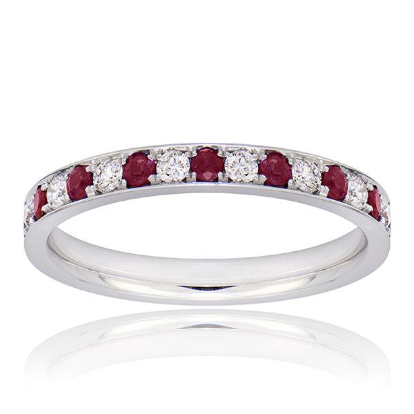 "ETNBD01719" Diamond And Ruby Eternity Band in 18K White Gold
