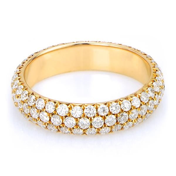 "ETNBD01766" Three Row Eternity Wedding Band In 18k Rose Gold