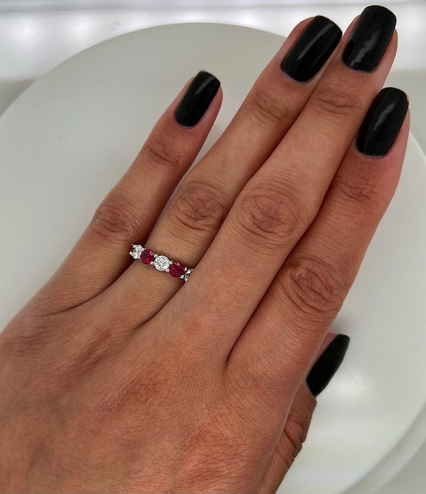 3.52 Total Carat Ruby and Diamond Eternity Band