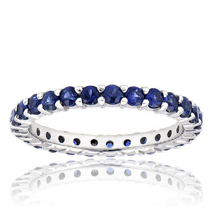 "ETNBD01777" 27 Stone Blue Sapphire Eternity Band In 18k White Gold