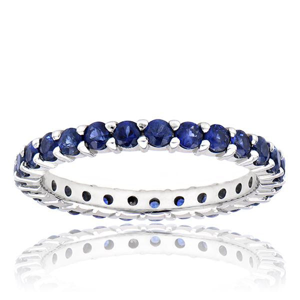 "ETNBD01777" 27 Stone Blue Sapphire Eternity Band In 18k White Gold