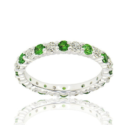 "ETNBD01795" Diamond and Tsavorite Eternity Band White Gold