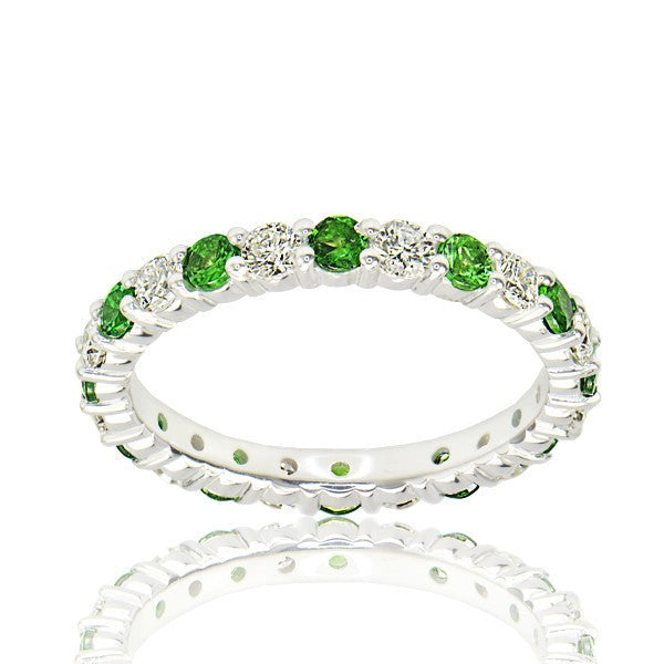 "ETNBD01795" Diamond and Tsavorite Eternity Band White Gold