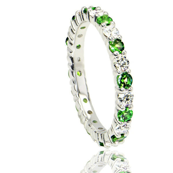 "ETNBD01795" Diamond and Tsavorite Eternity Band White Gold