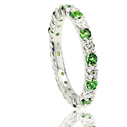 "ETNBD01795" Diamond and Tsavorite Eternity Band White Gold