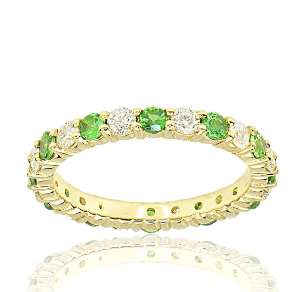 "ETNBD01796" Diamond and Tsavorite Eternity Band in Yellow Gold