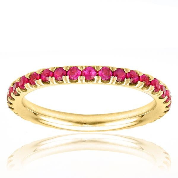 "ETNBD01853" Pink Sapphire Eternity Band In 18k Yellow Gold