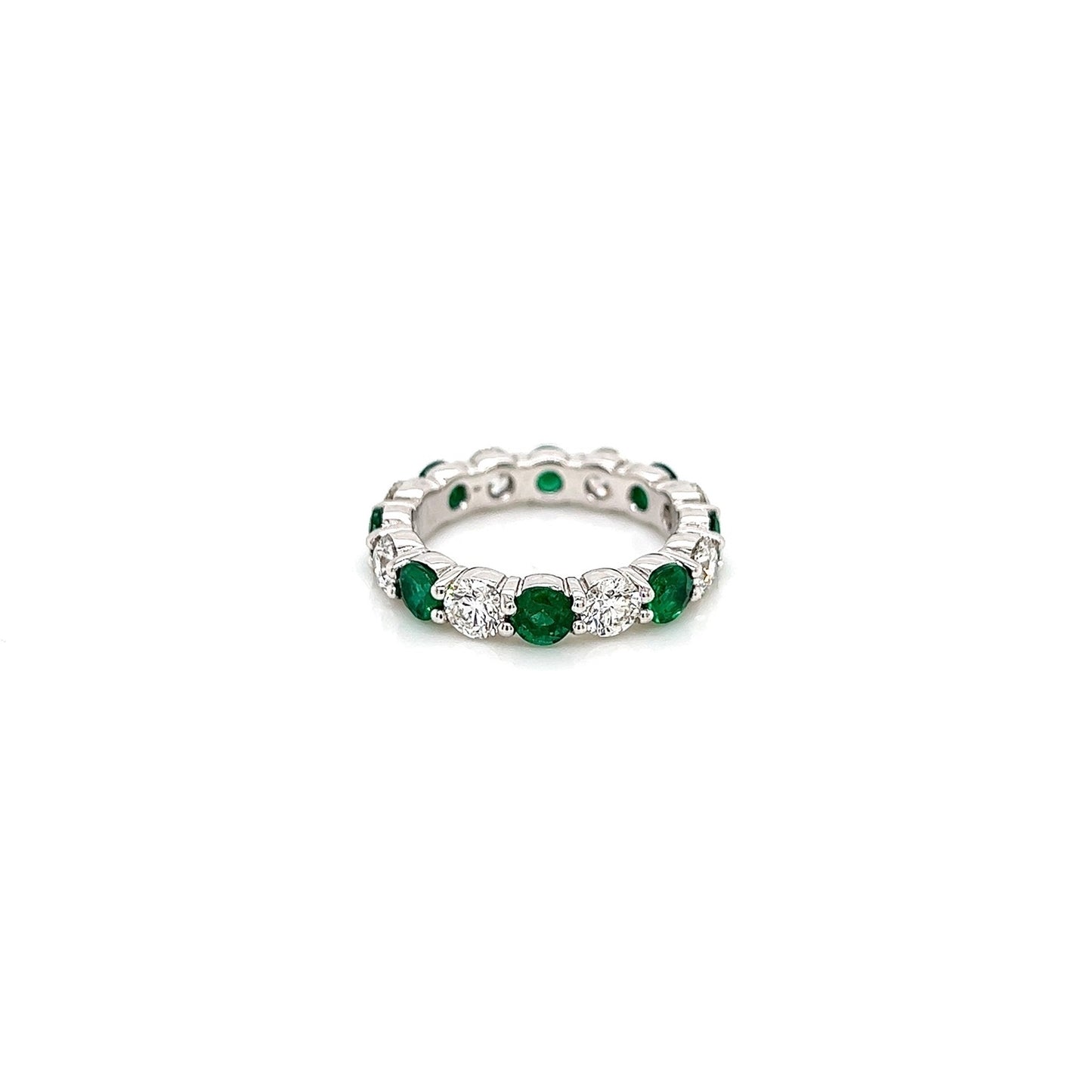 3.36 Total Carat Green Emerald and Diamond Ladies Ring