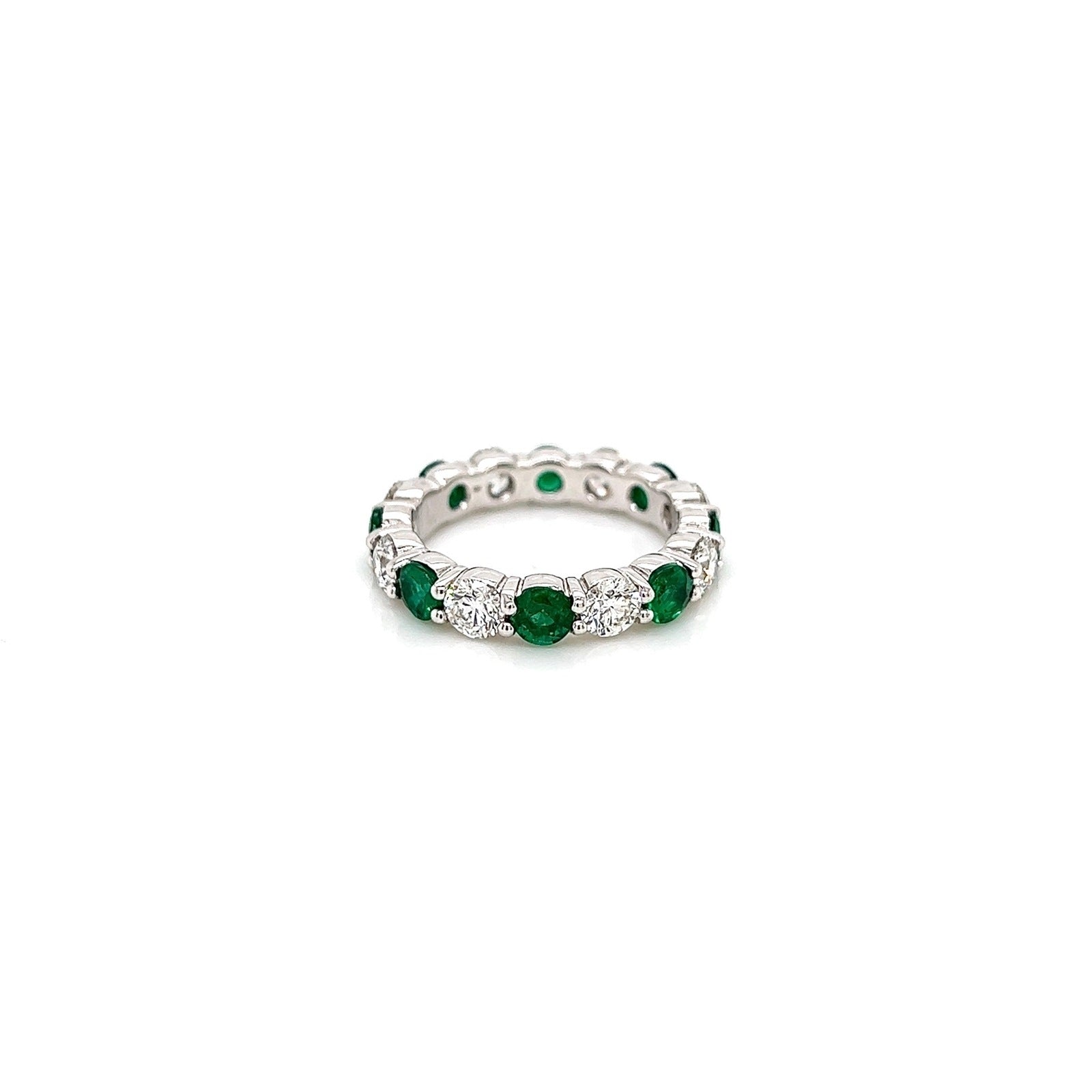 3.36 Total Carat Green Emerald and Diamond Ladies Ring