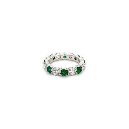 3.36 Total Carat Green Emerald and Diamond Ladies Ring