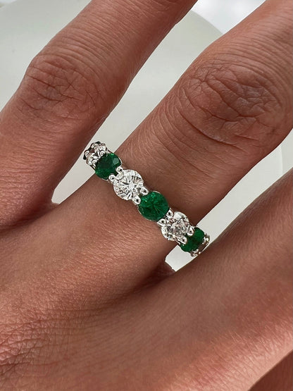 3.36 Total Carat Green Emerald and Diamond Ladies Ring