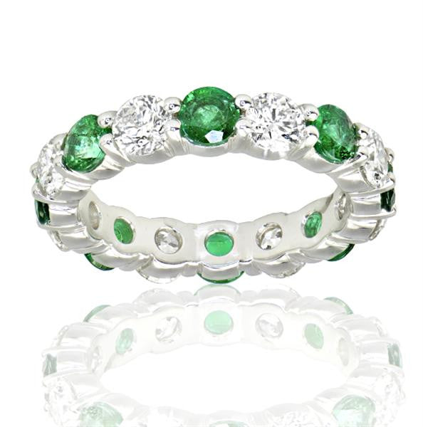 3.36 Total Carat Green Emerald and Diamond Ladies Ring
