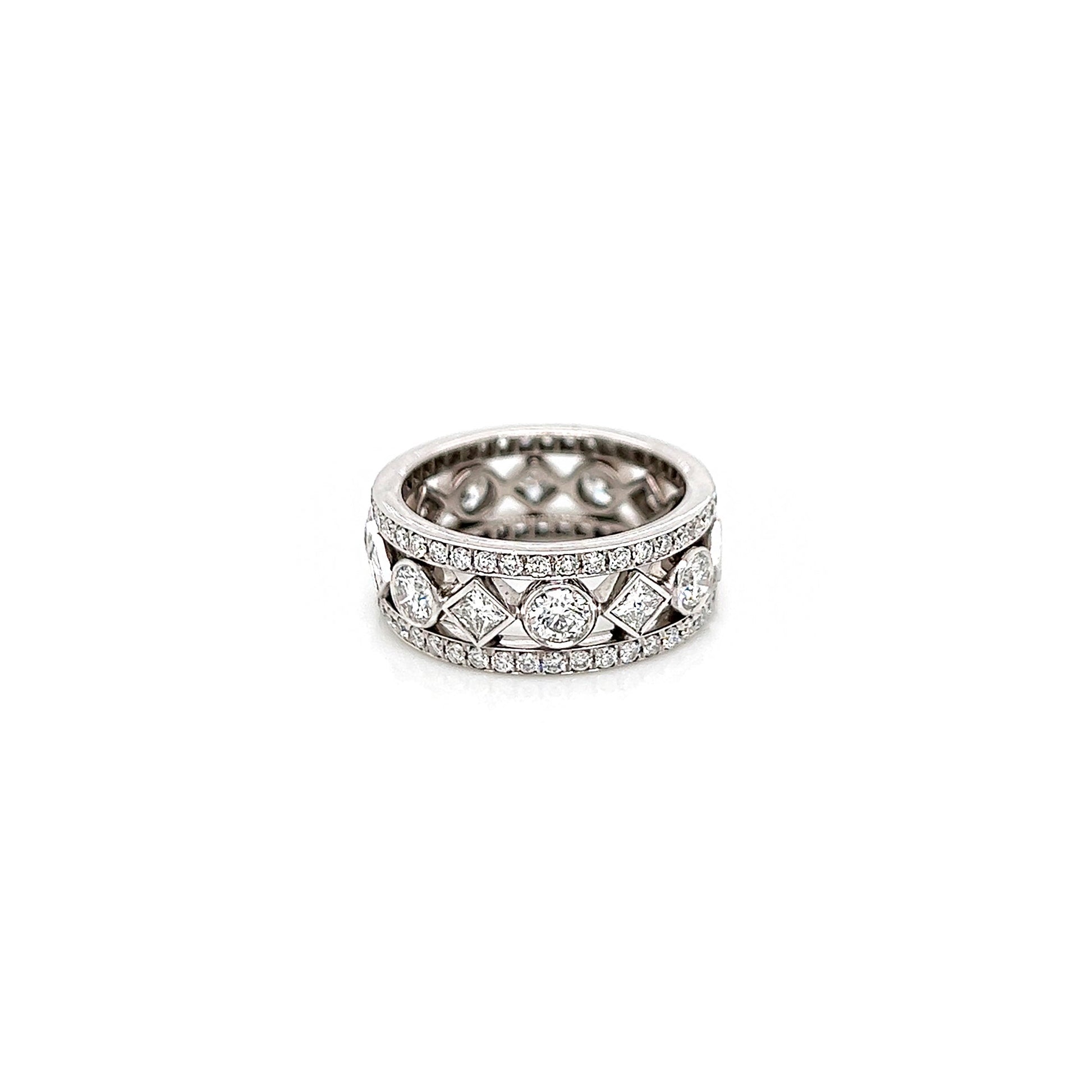 2.54 Carat Ladies Pave and Bezel Set Diamond Eternity Band