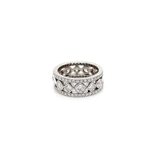 2.54 Carat Ladies Pave and Bezel Set Diamond Eternity Band