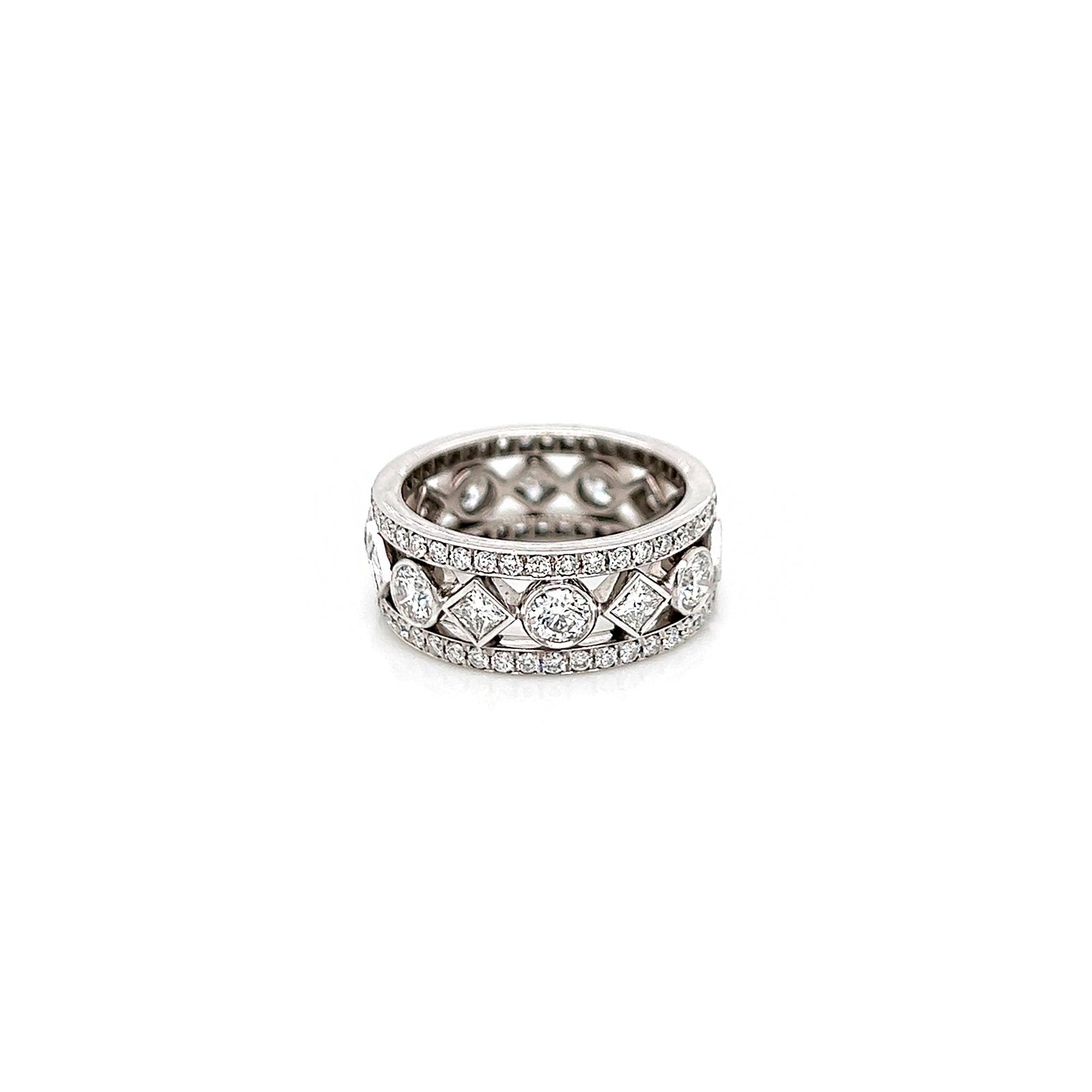 2.54 Carat Ladies Pave and Bezel Set Diamond Eternity Band