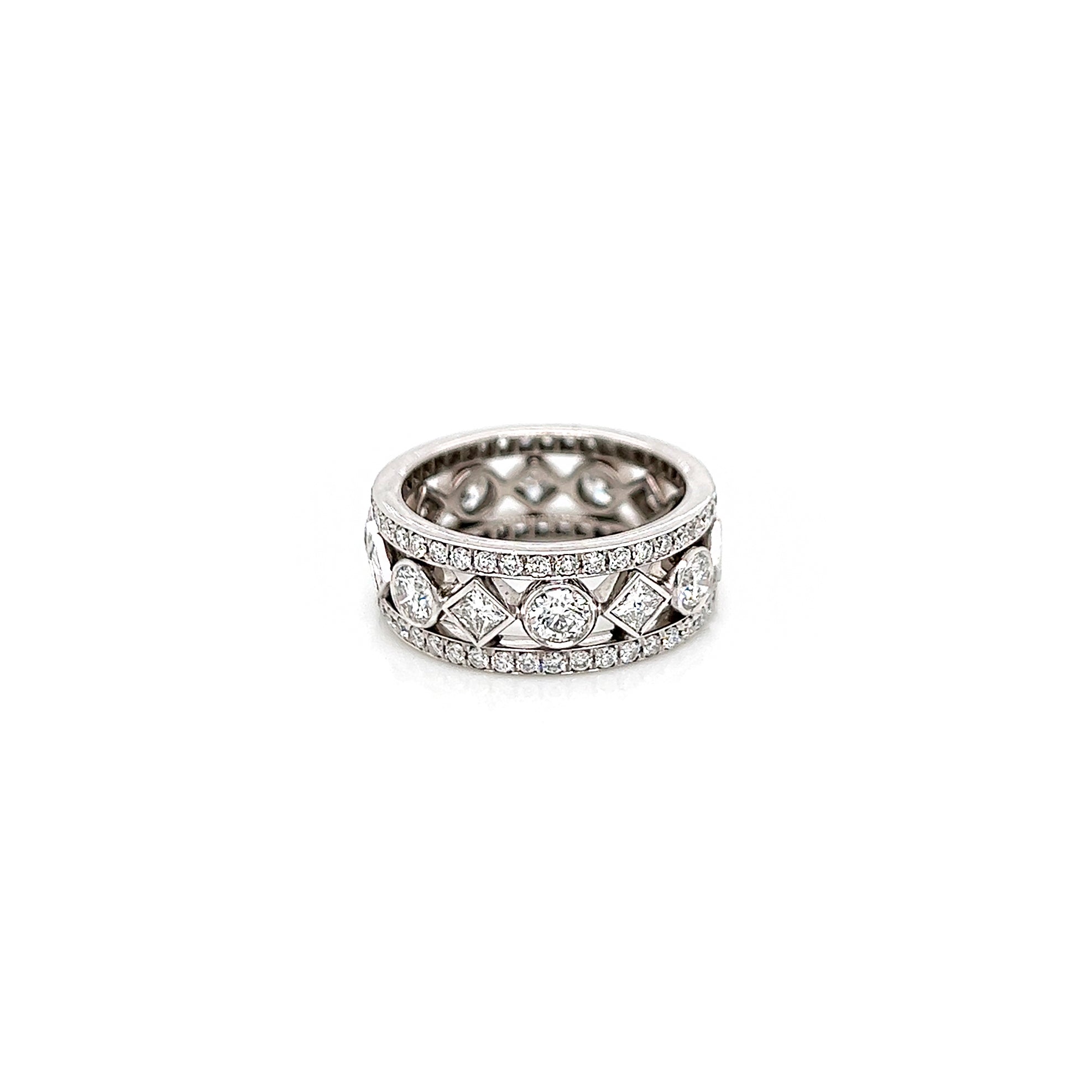 2.54 Carat Ladies Pave and Bezel Set Diamond Eternity Band