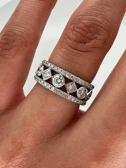 2.54 Carat Ladies Pave and Bezel Set Diamond Eternity Band