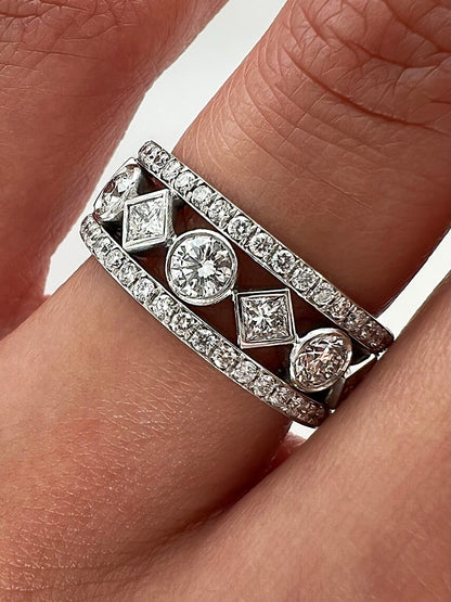2.54 Carat Ladies Pave and Bezel Set Diamond Eternity Band