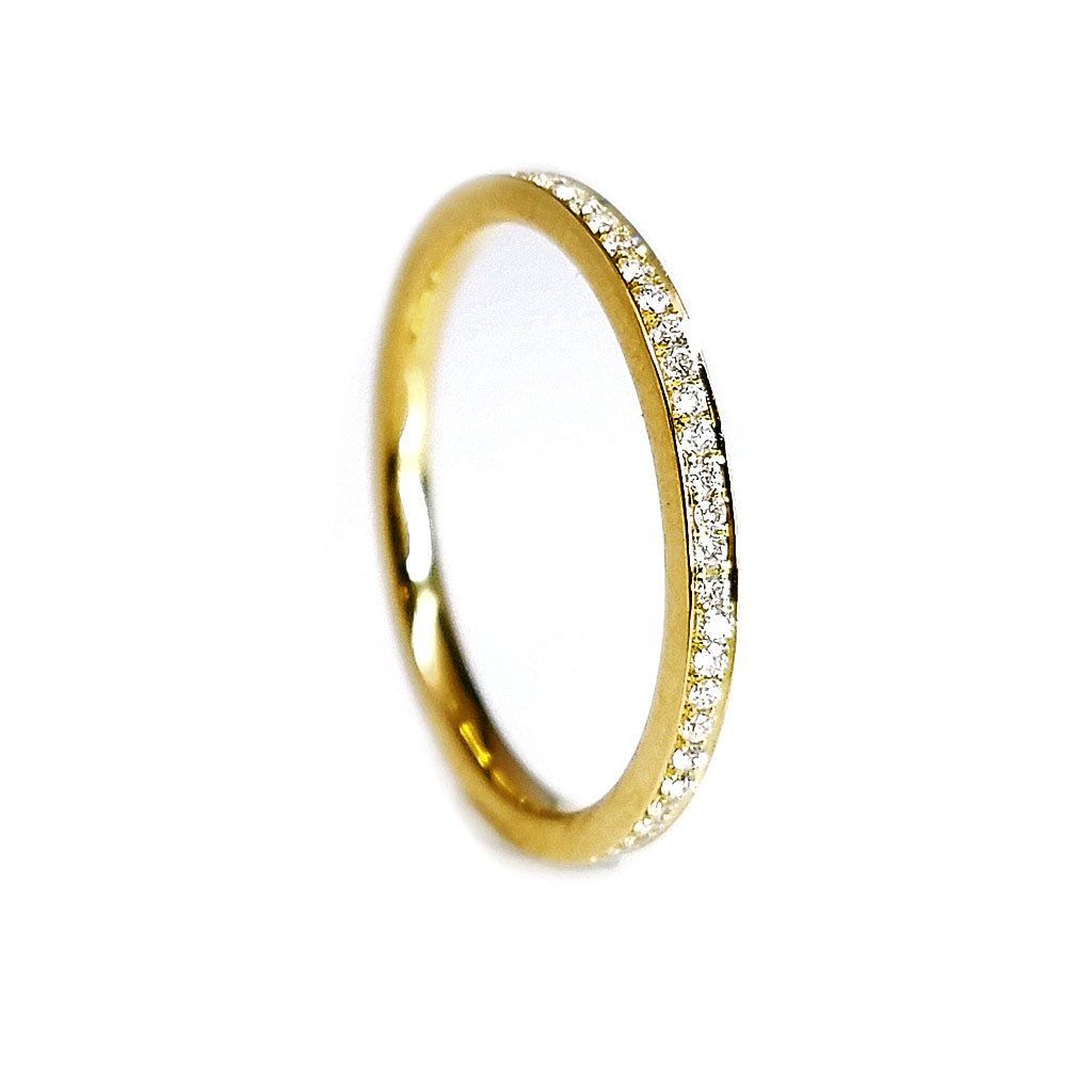"ETNBD03035" Petite Pave Eternity Band Ring in 18K Yellow Gold