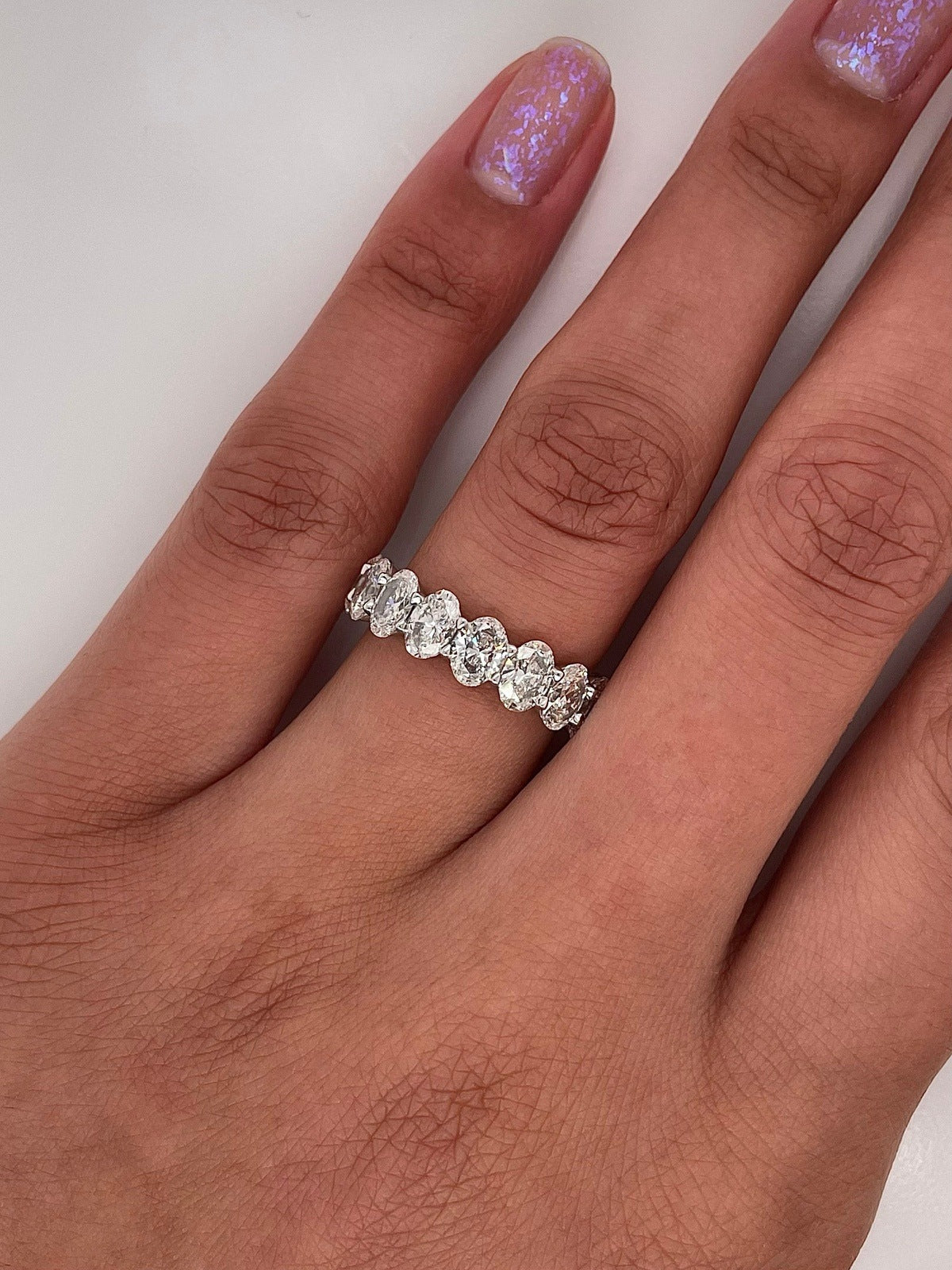 5.07 Carat Shared Prong Diamond Eternity Band in Platinum