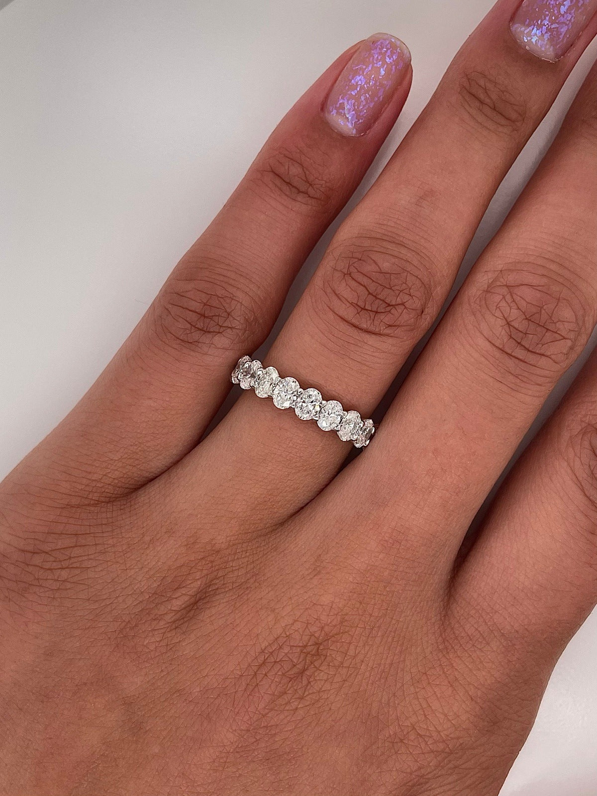 2.94 Carat Shared Prong Diamond Eternity Band in Platinum