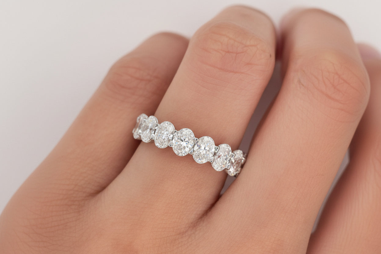 4.15 Carat Shared Prong Diamond Eternity Band in Platinum