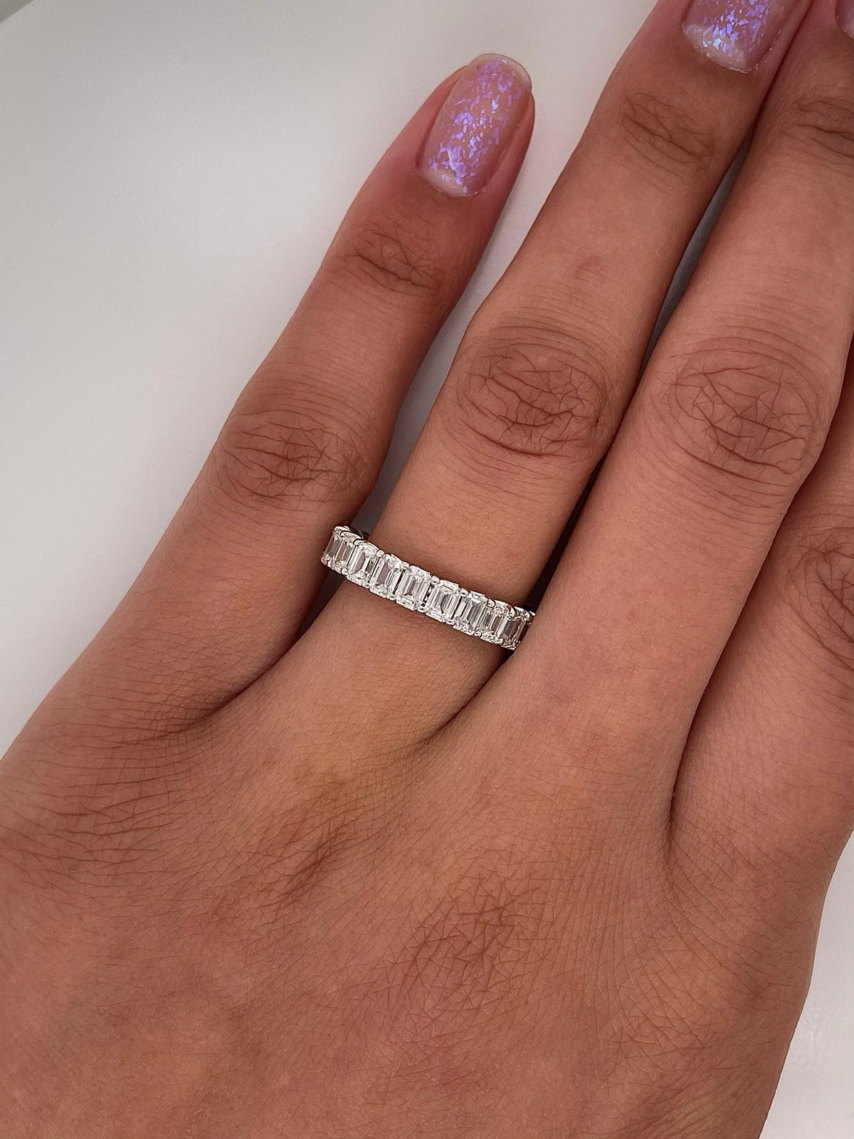 3.49 Carat Shared Prong Diamond Eternity Band in Platinum