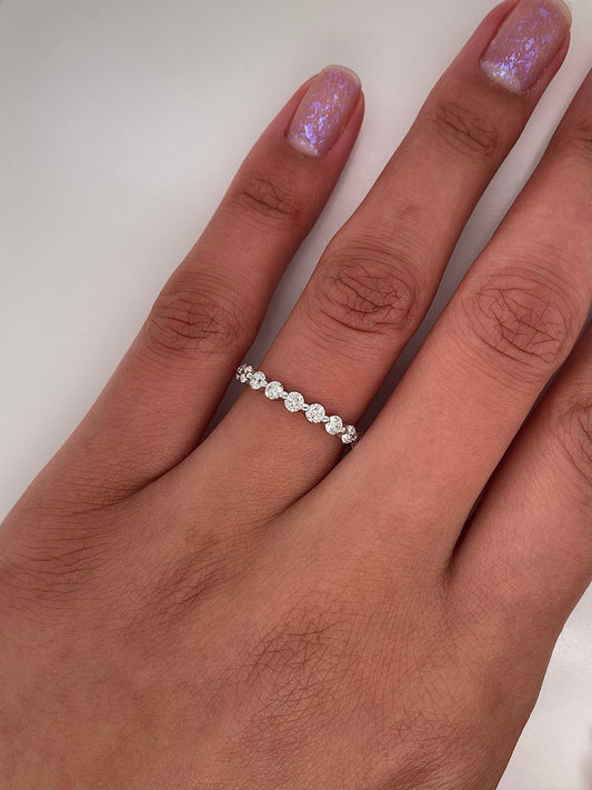 1.29 Carat Shared Ball Prong Diamond Eternity Band in 14K White Gold