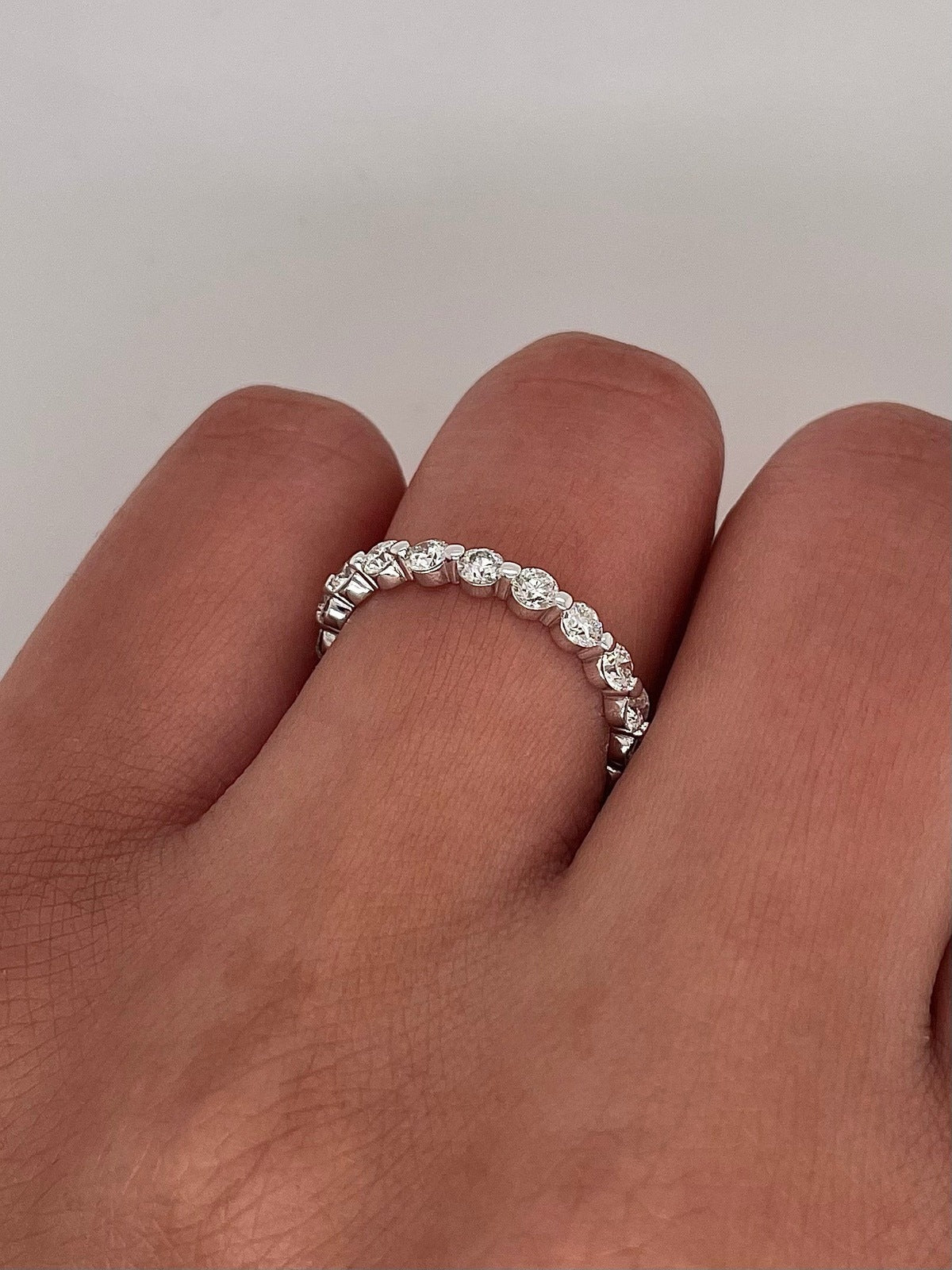 1.29 Carat Shared Ball Prong Diamond Eternity Band in 14K White Gold