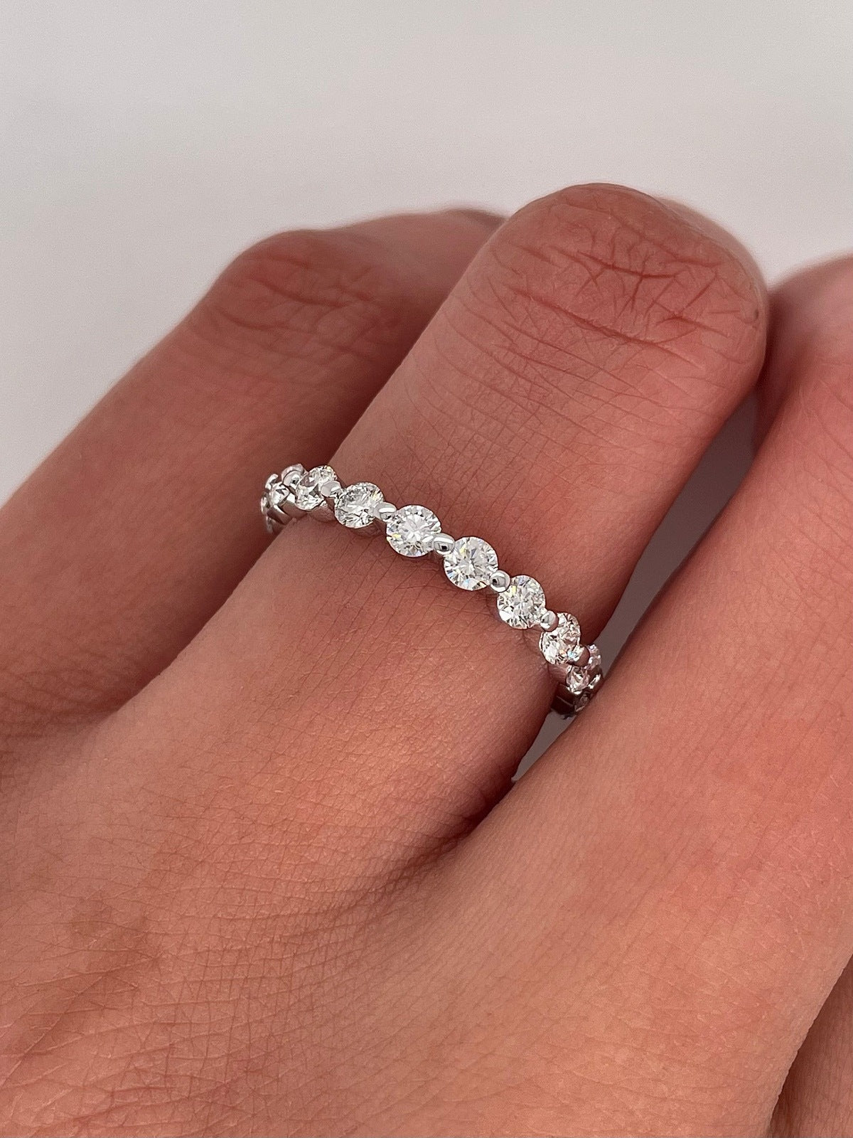 1.29 Carat Shared Ball Prong Diamond Eternity Band in 14K White Gold