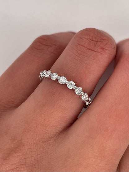 1.29 Carat Shared Ball Prong Diamond Eternity Band in 14K White Gold