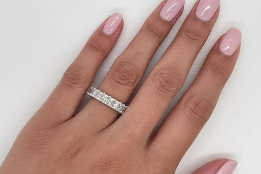 5.13 Carat Shared Prong Diamond Eternity Band in Platinum