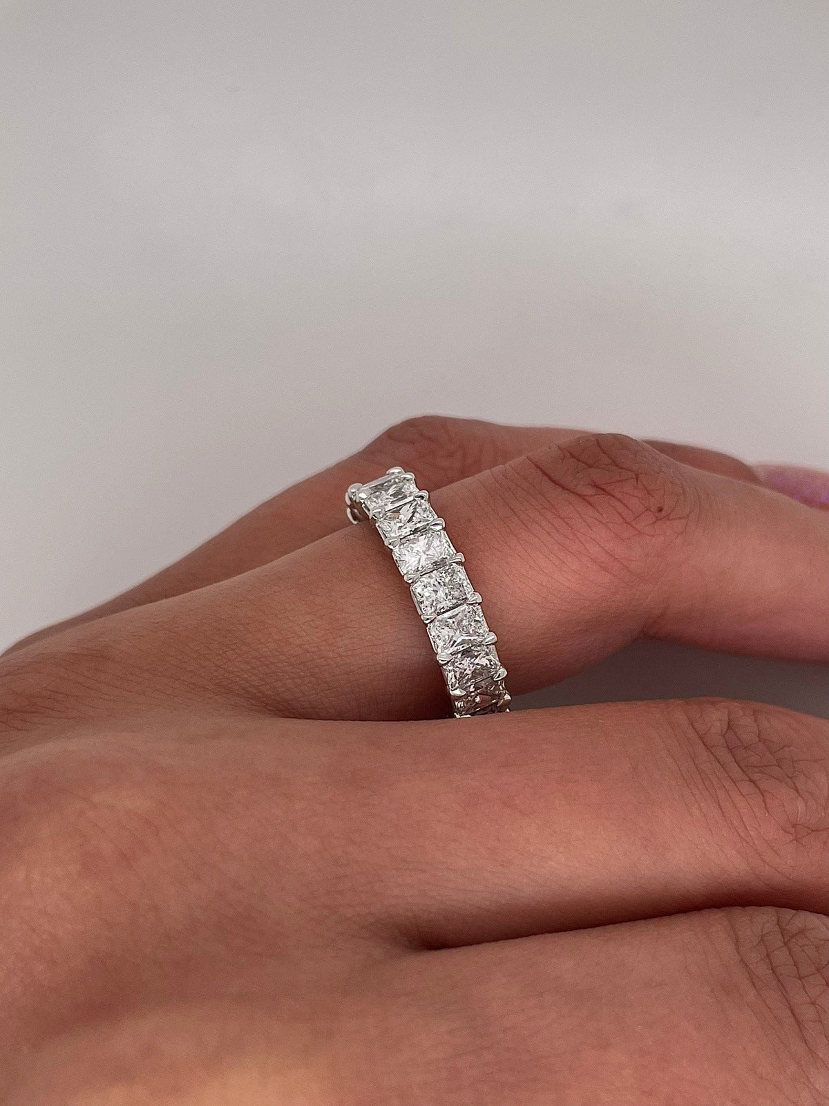 5.13 Carat Shared Prong Diamond Eternity Band in Platinum