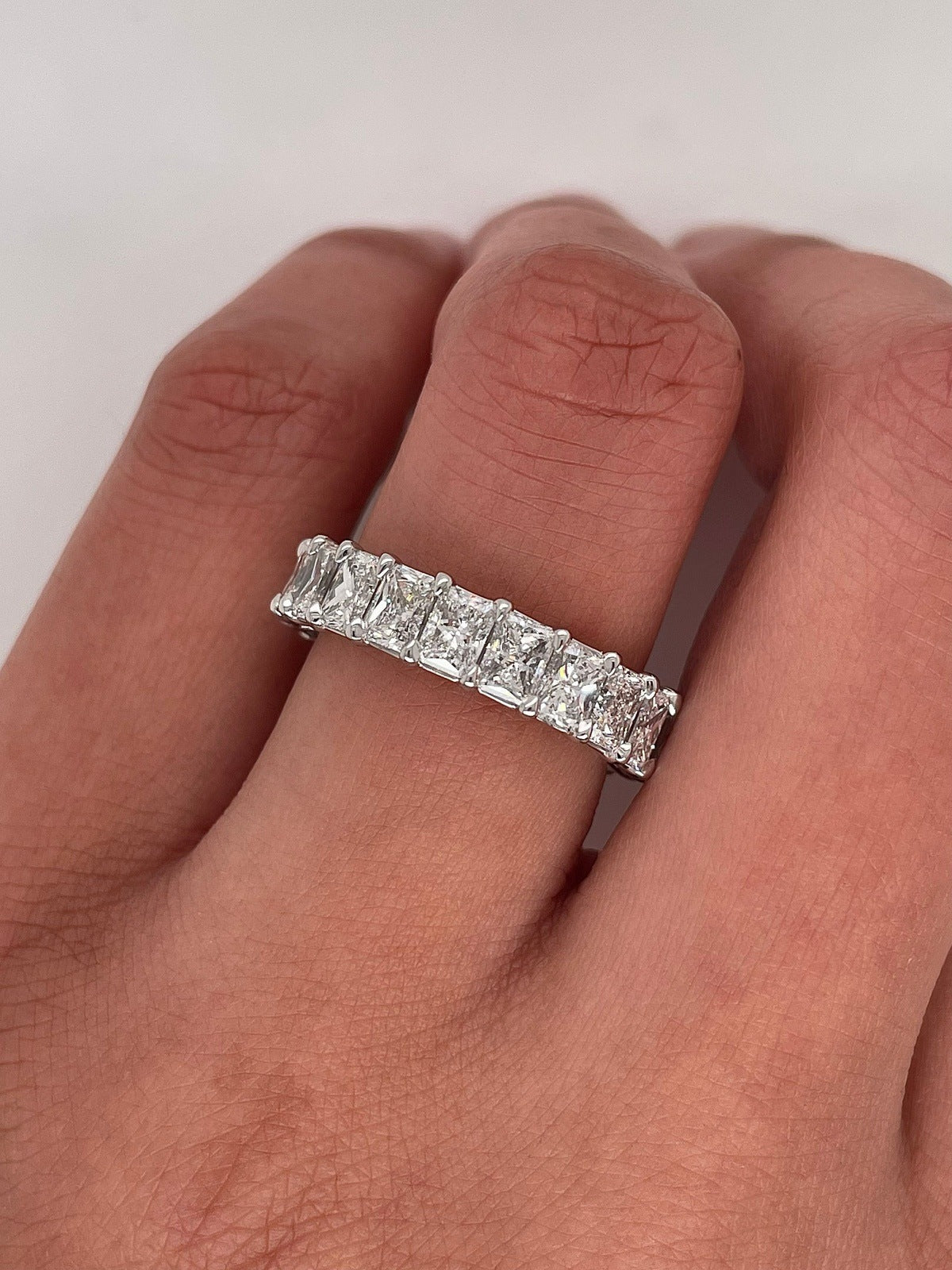 5.13 Carat Shared Prong Diamond Eternity Band in Platinum