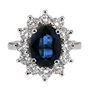 "FAN01003" Kate Middleton Inspired Sapphire Ring in 18k White Gold