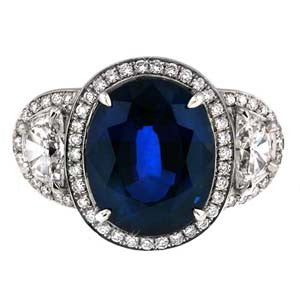 "FAN01004" Handmade Diamond Sapphire Ring in Platinum
